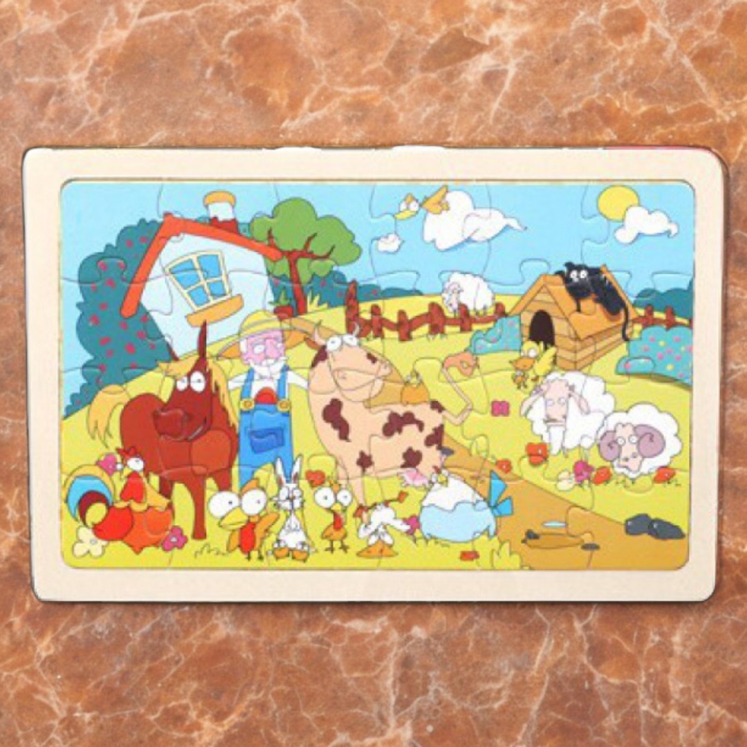 24 Pieces Wooden Children Puzzle With Frame - 22.5 x 15 cm