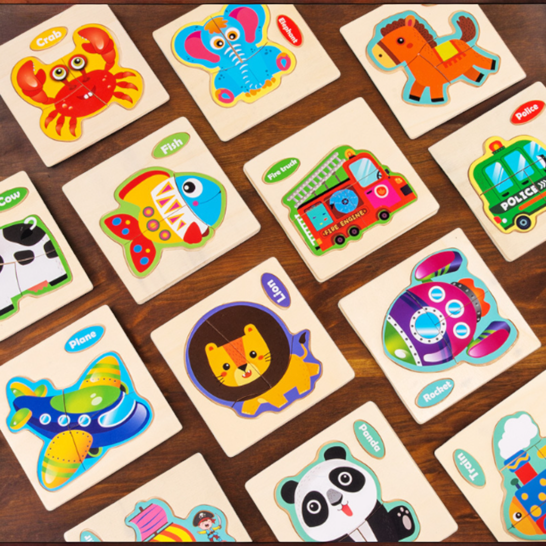 Wooden Children Jigsaw Puzzle With Names - 10.5 x 10.5 cm