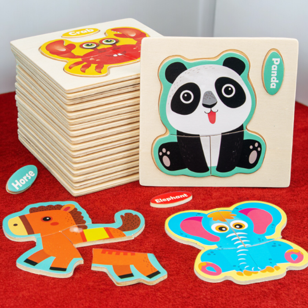 Wooden Children Jigsaw Puzzle With Names - 10.5 x 10.5 cm