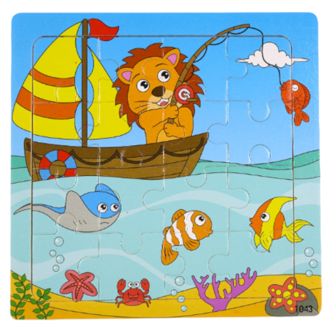 16 Pieces Ocean Themed Wooden Children Jigsaw Puzzles - 15 x 15 cm