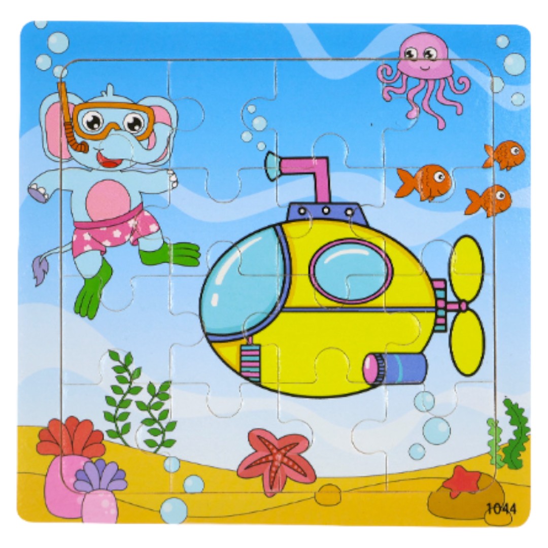 16 Pieces Ocean Themed Wooden Children Jigsaw Puzzles - 15 x 15 cm