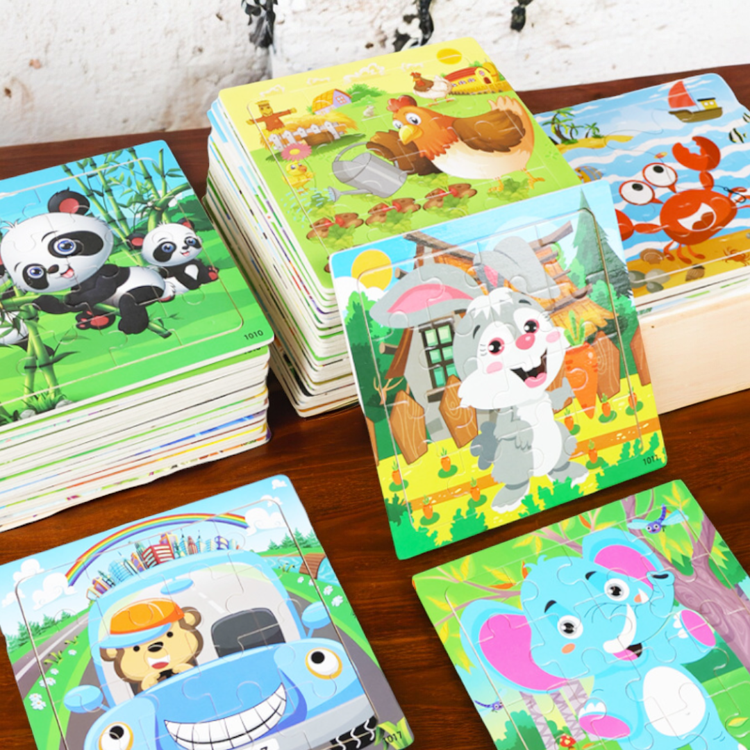16 Pieces Space Themed Wooden Children Jigsaw Puzzles - 15 x 15 cm