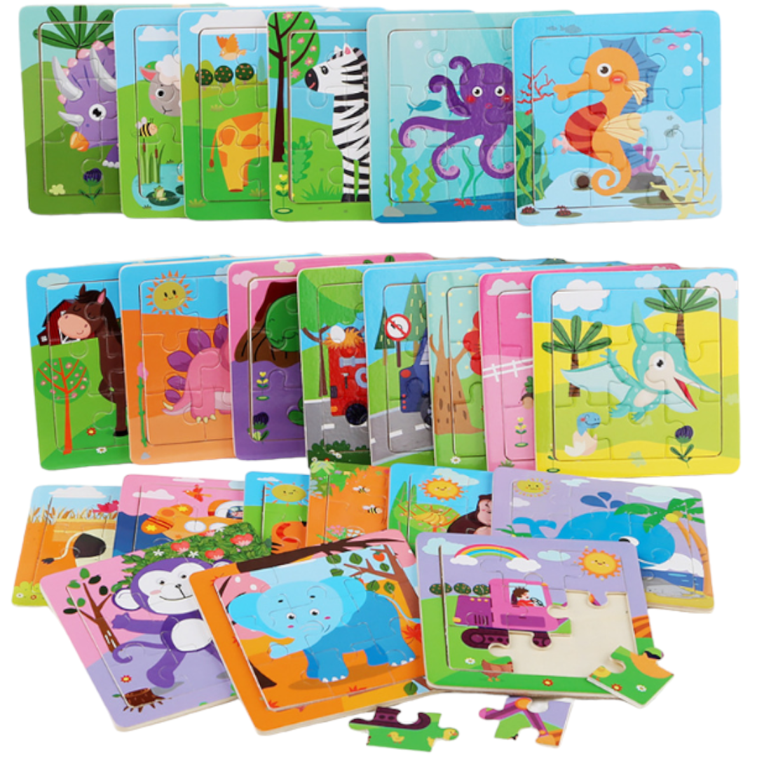 Small Cartoon Wooden Children Jigsaw Puzzle - 9 x 9 cm