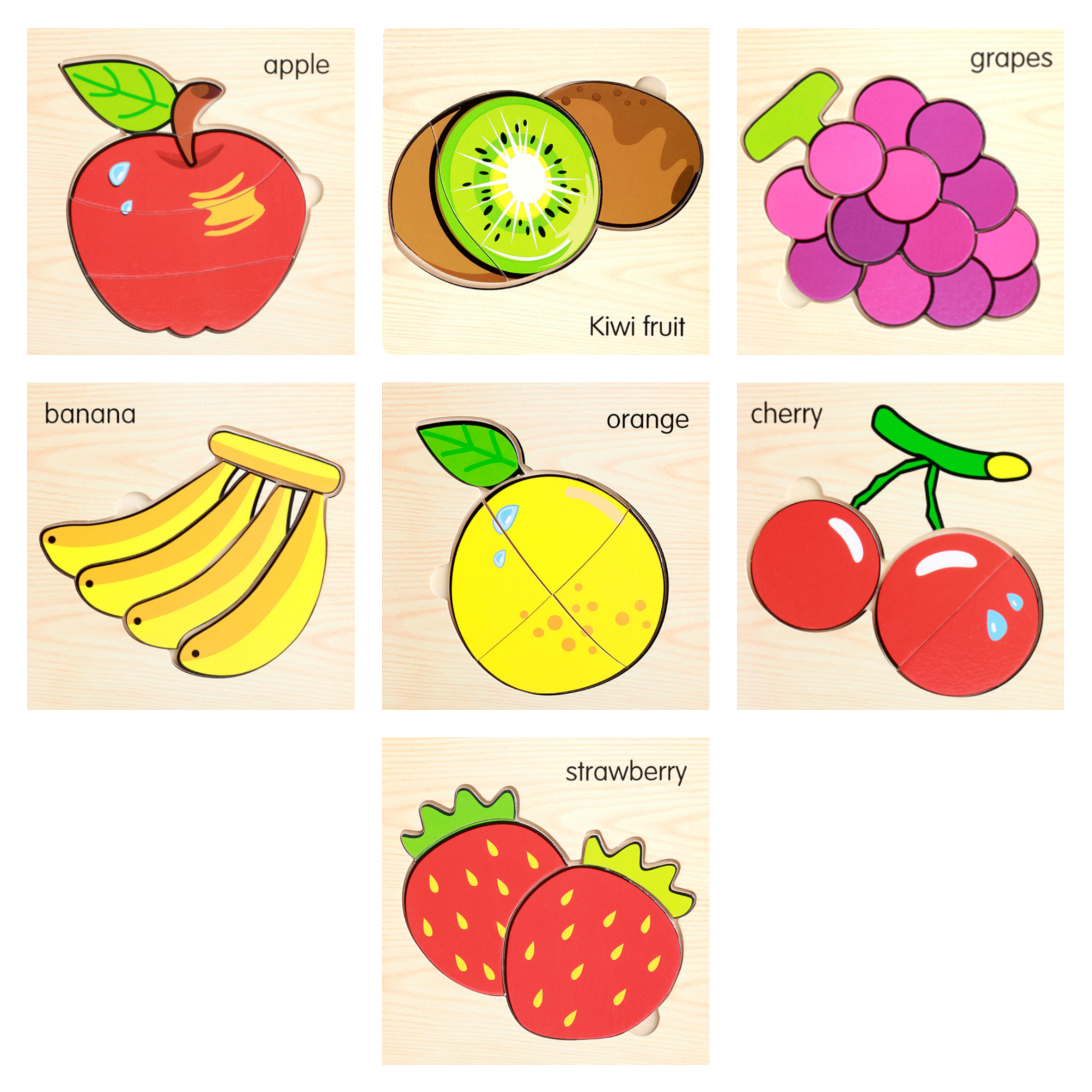Wooden Large Fruit Puzzles - 15 x 15 cm