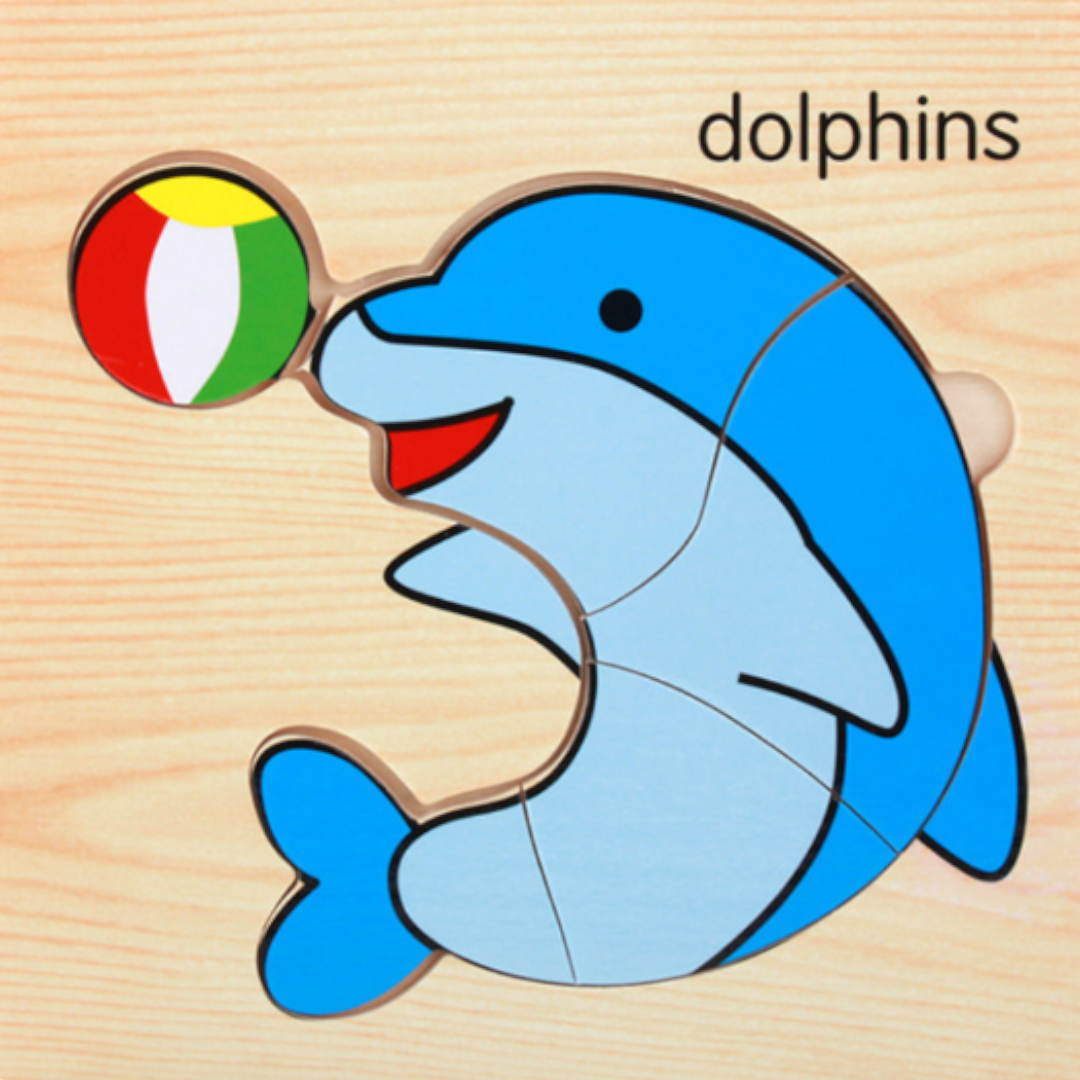 Wooden Large Aquatic Animal Puzzles - 15 x 15 cm