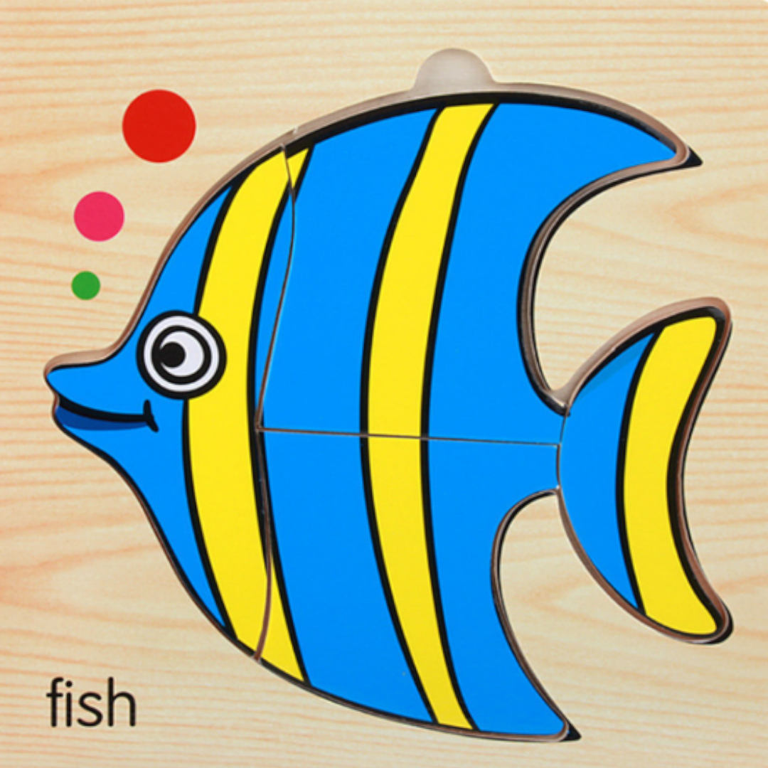 Wooden Large Aquatic Animal Puzzles - 15 x 15 cm