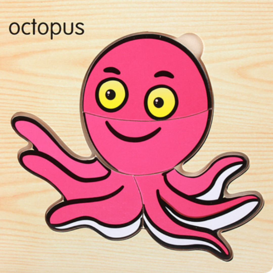 Wooden Large Aquatic Animal Puzzles - 15 x 15 cm