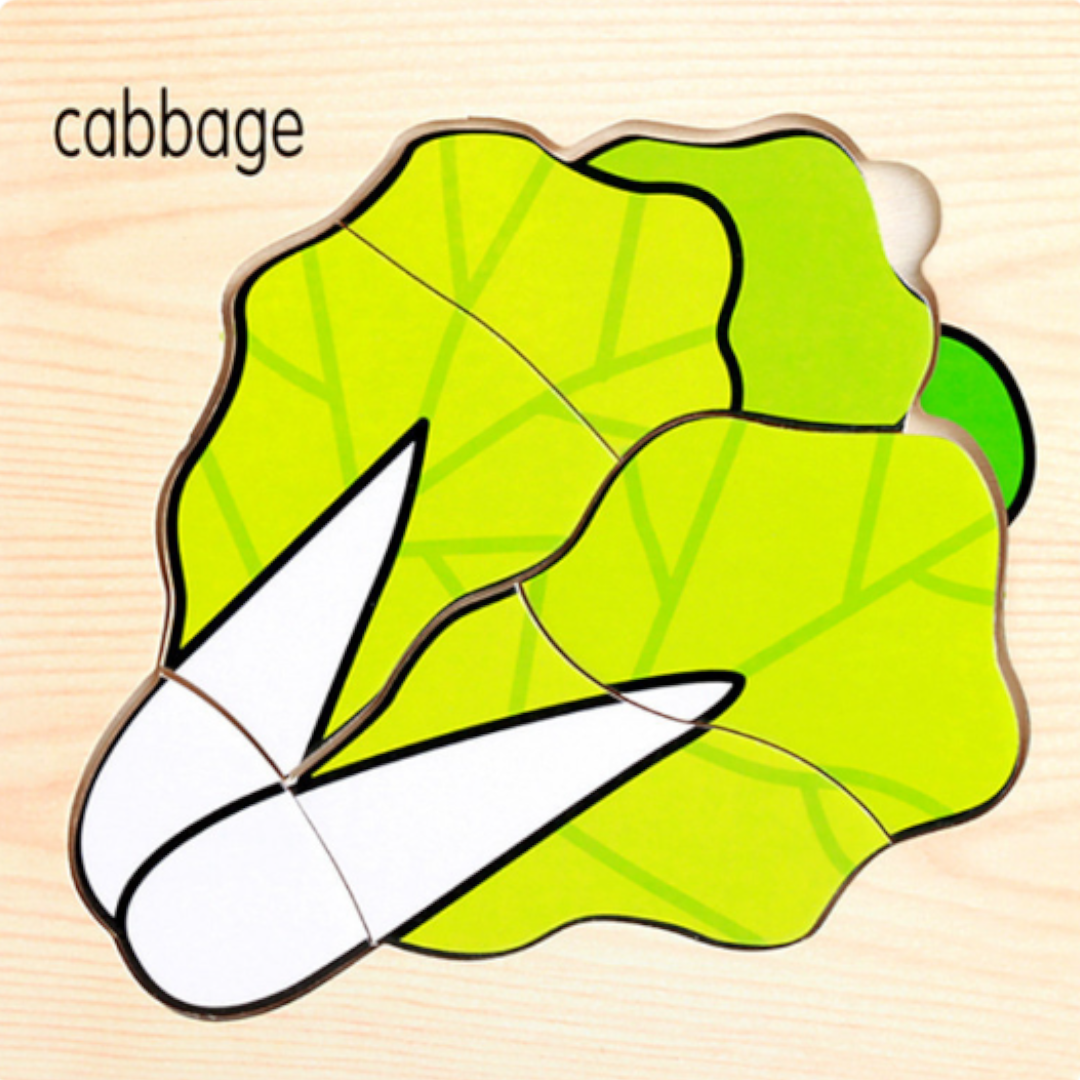 Wooden Large Vegetable Puzzles - 15 x 15 cm