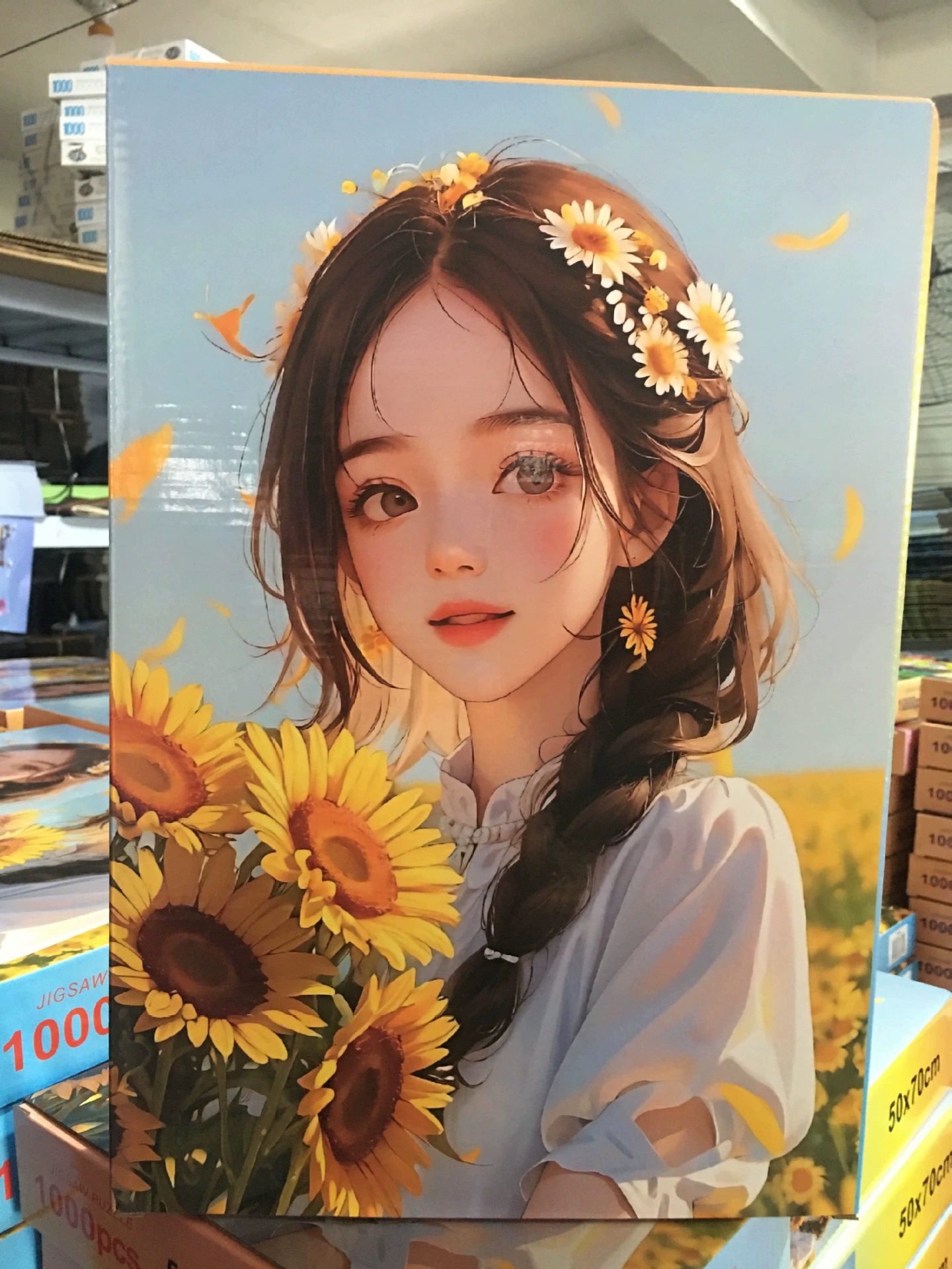 1000 Pieces Puzzle - Girl with Sunflowers