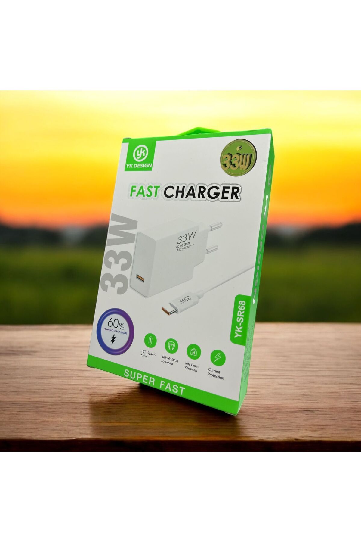 Type-c 33w (WATT) Turbo Hızlı şarj Cihazı Adaptörü Ve Kablosu (KUTULU SET) YK-SR68