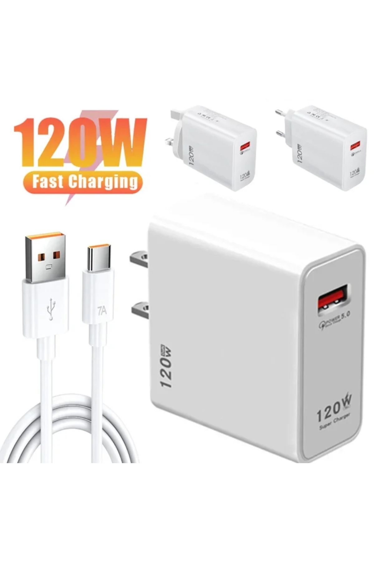 Auris Ch-37 120w (WATT) Hızlı şarj Aleti Adaptörü Kablo Seti 120 W Garantili Ultra hızlı şarj Type-c