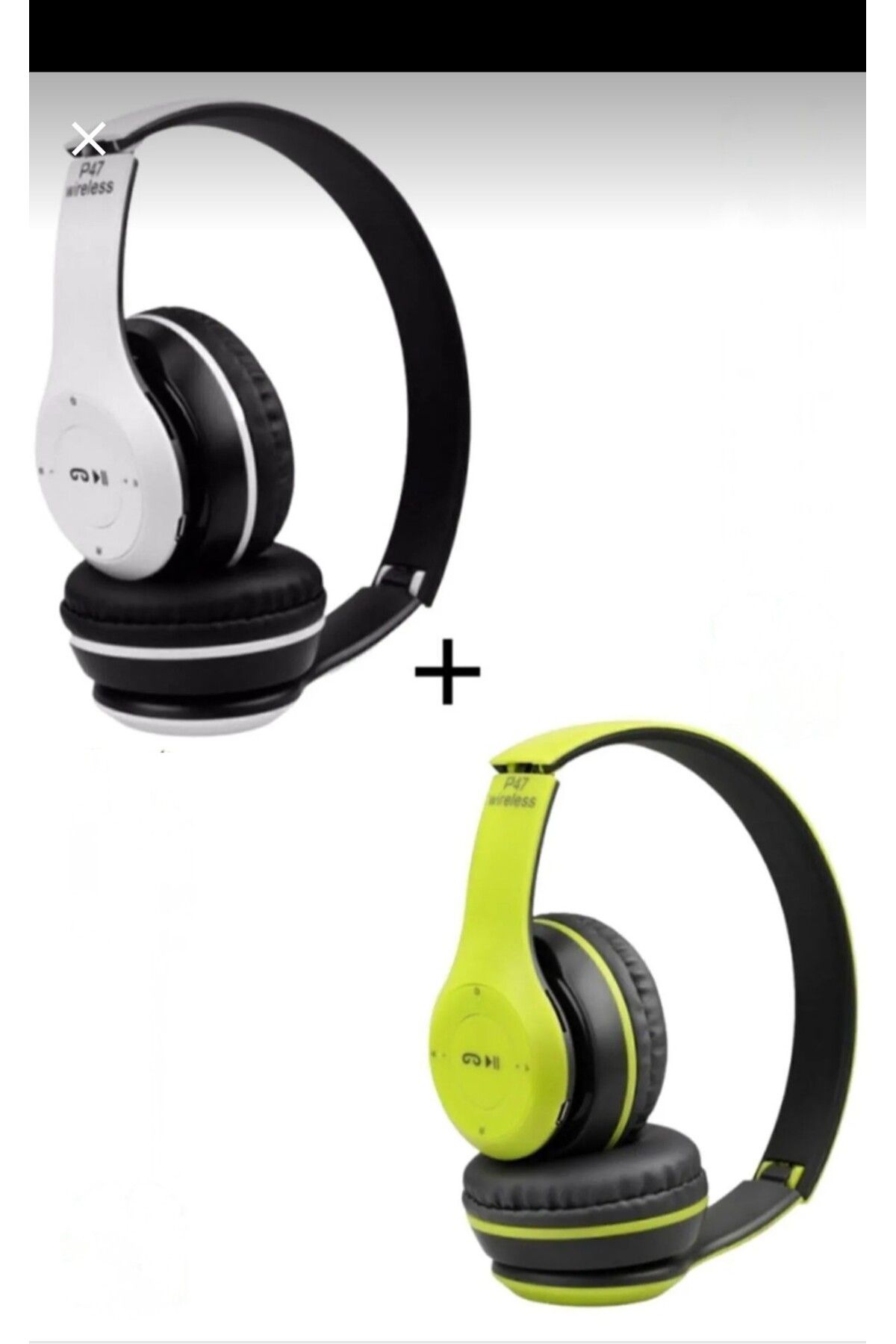 2 Adet P47 Extra Bass Wireless Bluetooth Kulaklık 5.1 Edr Kırmızı