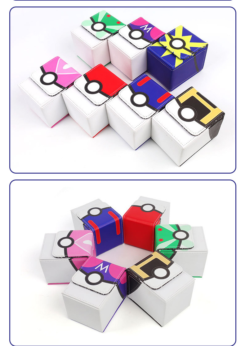 Waterproof Trading Card Box PU Leather Game Poke Card Box 100+