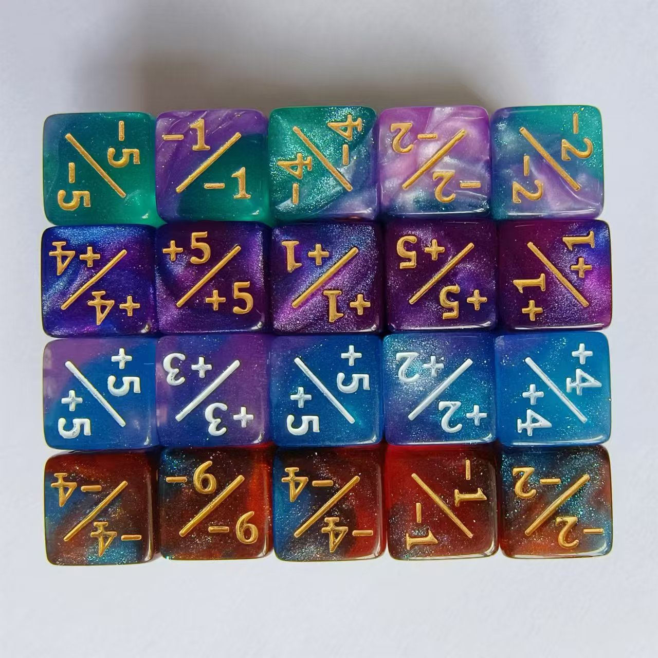 16 Two-color Stars Plus Minus Symbols Dice