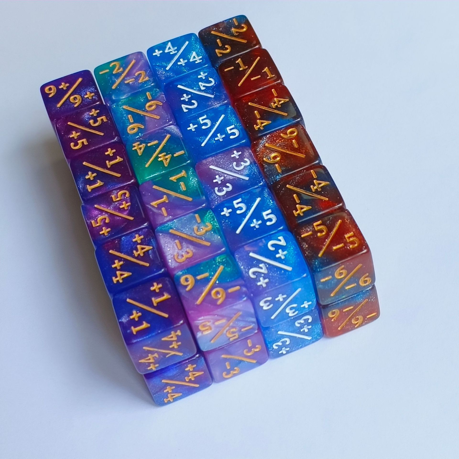 16 Two-color Stars Plus Minus Symbols Dice