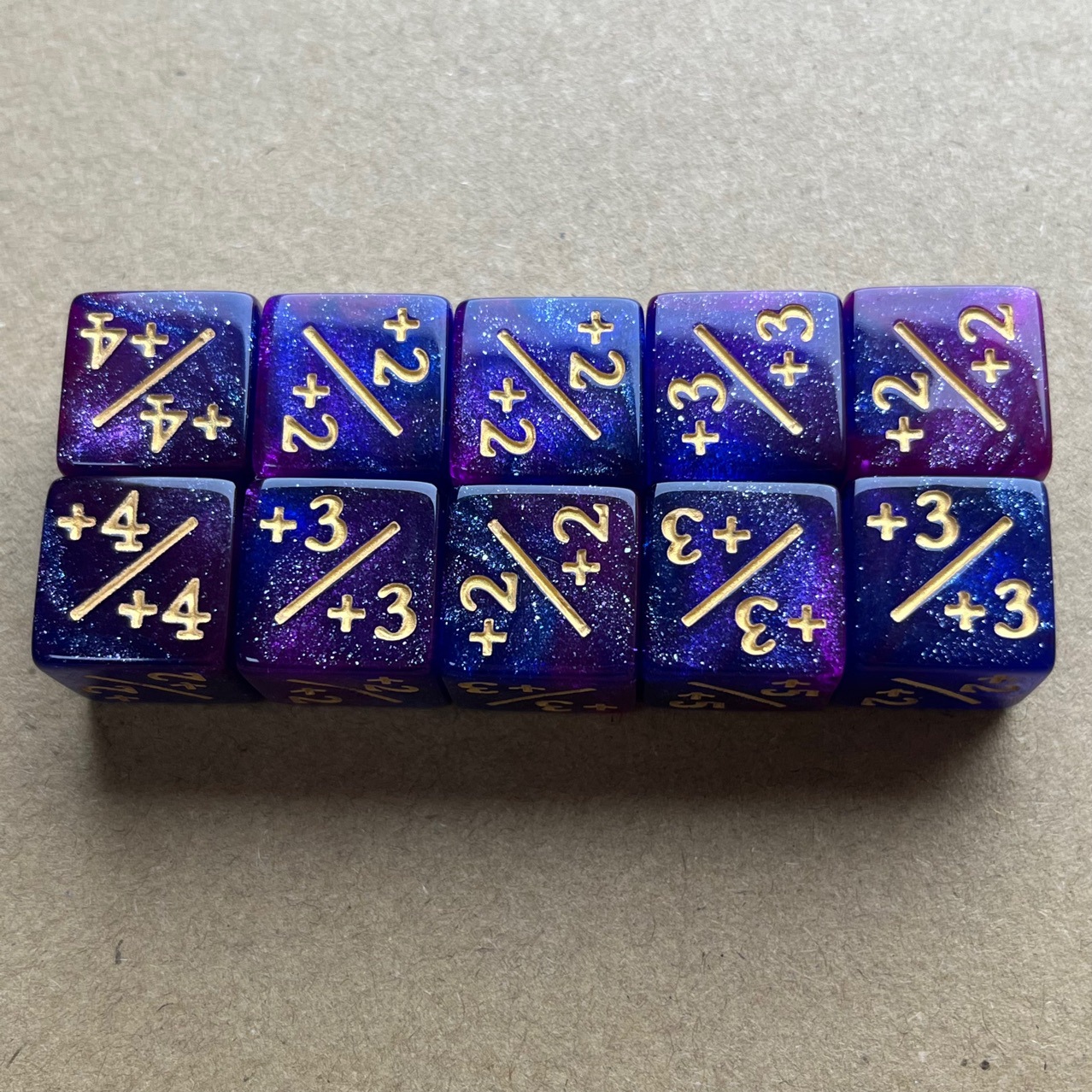 16 Two-color Stars Plus Minus Symbols Dice