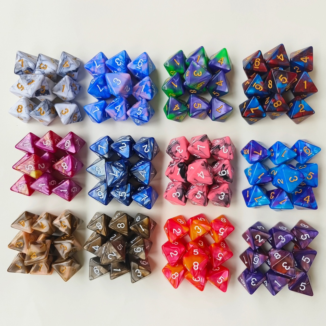 Bulk D4/D8/D10/D12 dice wholesale