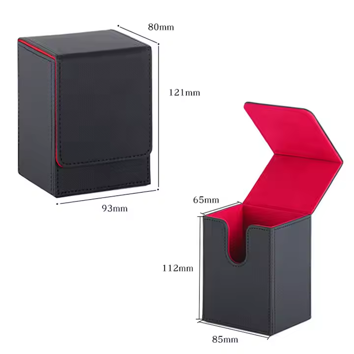 Customizable PU Leather Playing Card Box with 8 Powerful Magnets TCG Deck Box