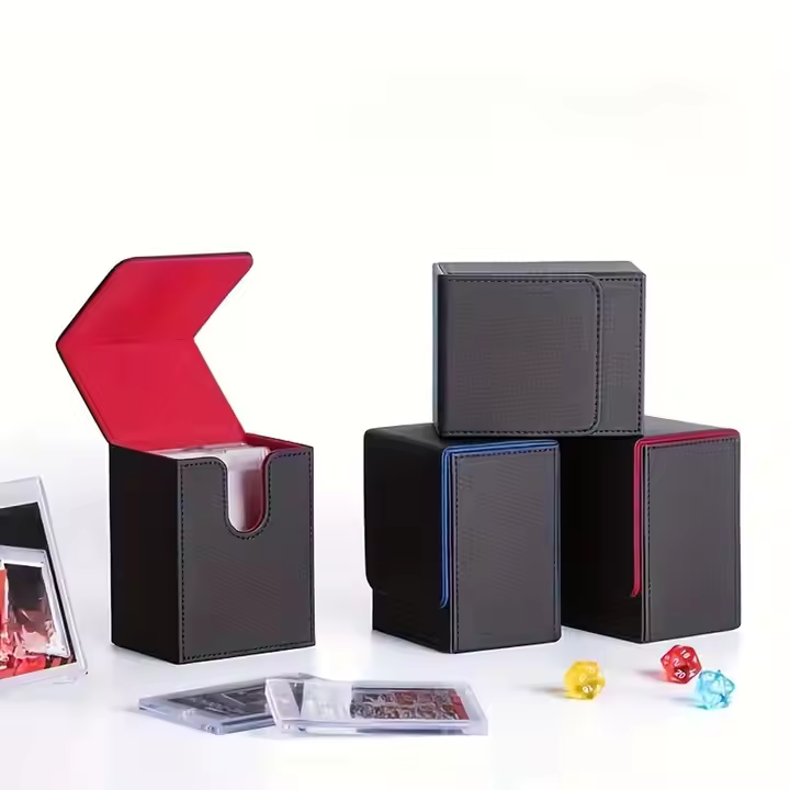 Customizable PU Leather Playing Card Box with 8 Powerful Magnets TCG Deck Box