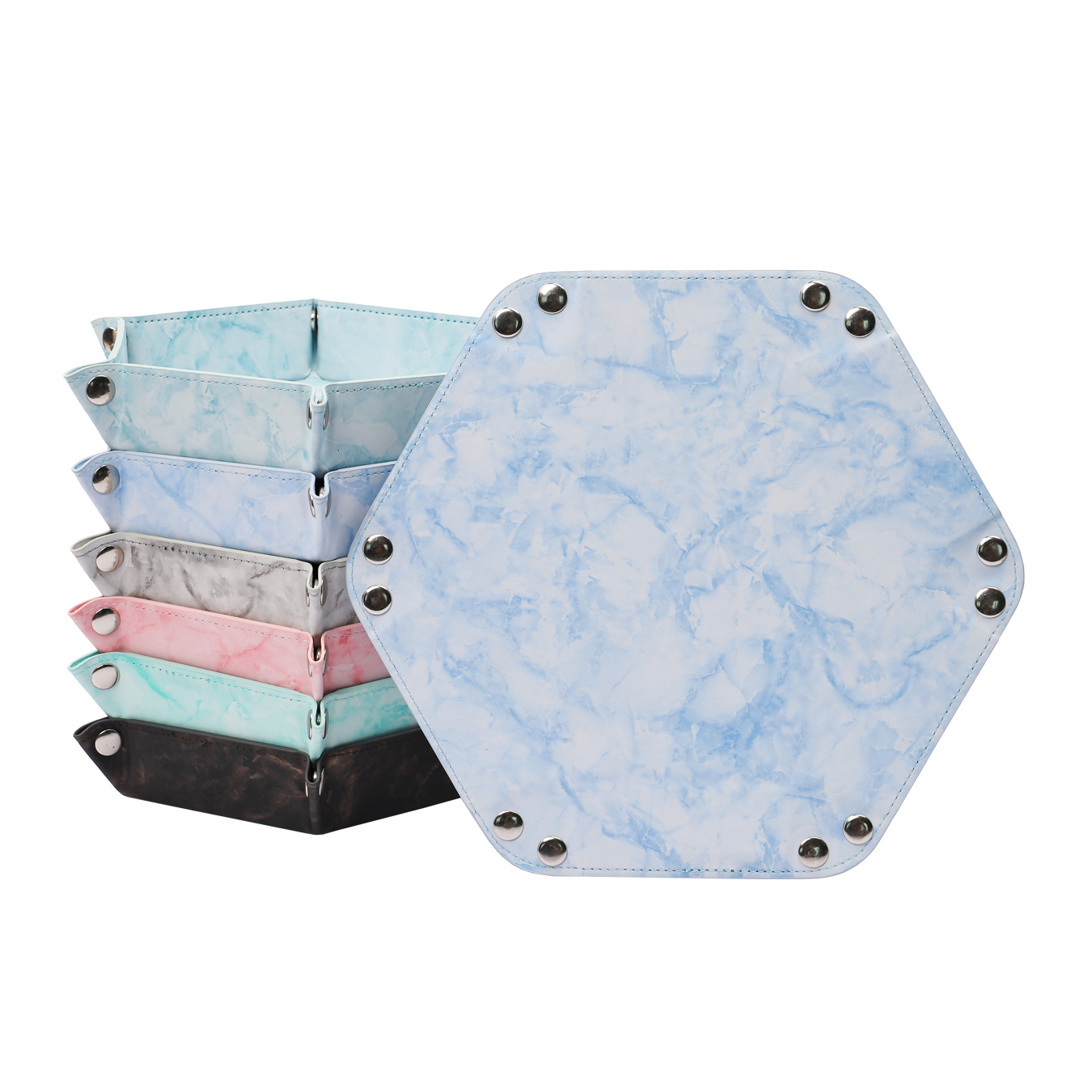 Marble dice tray double sided hexagon