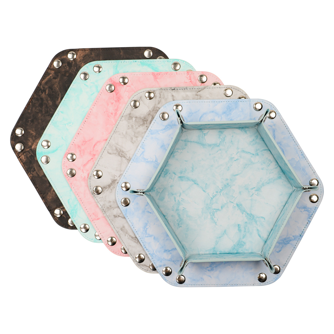 Marble dice tray double sided hexagon