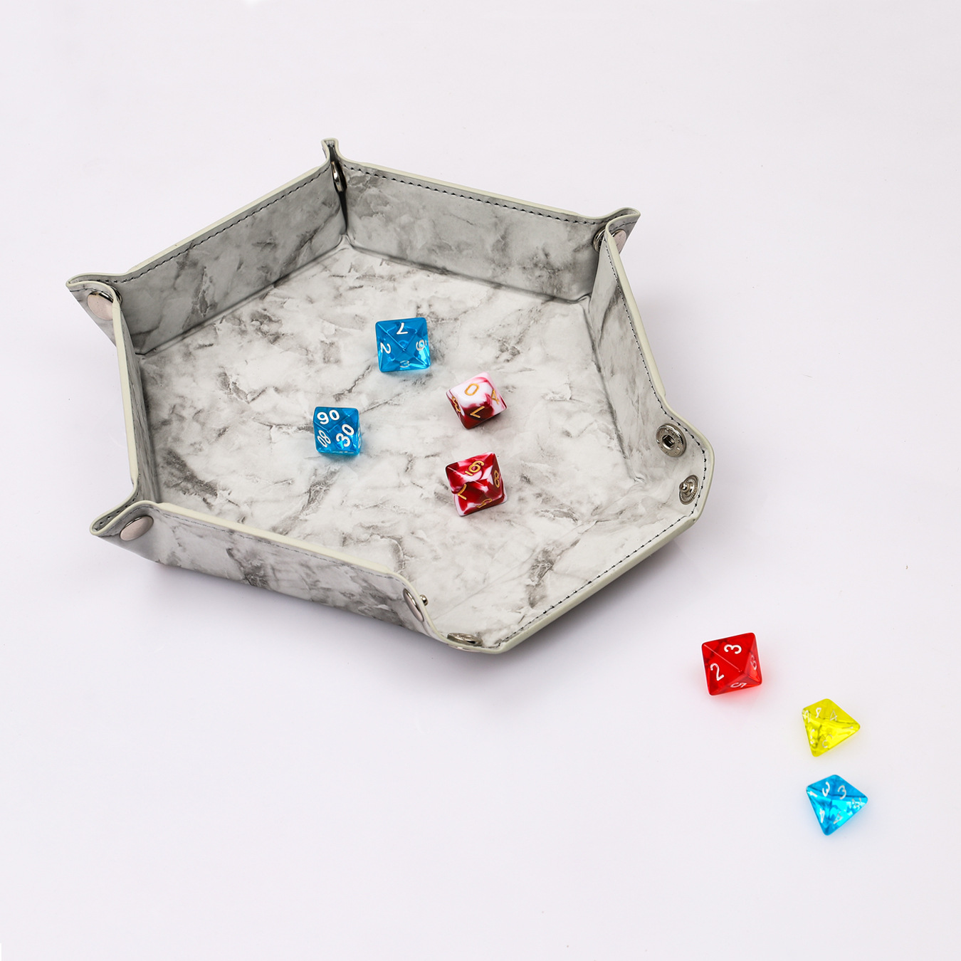 Marble dice tray double sided hexagon