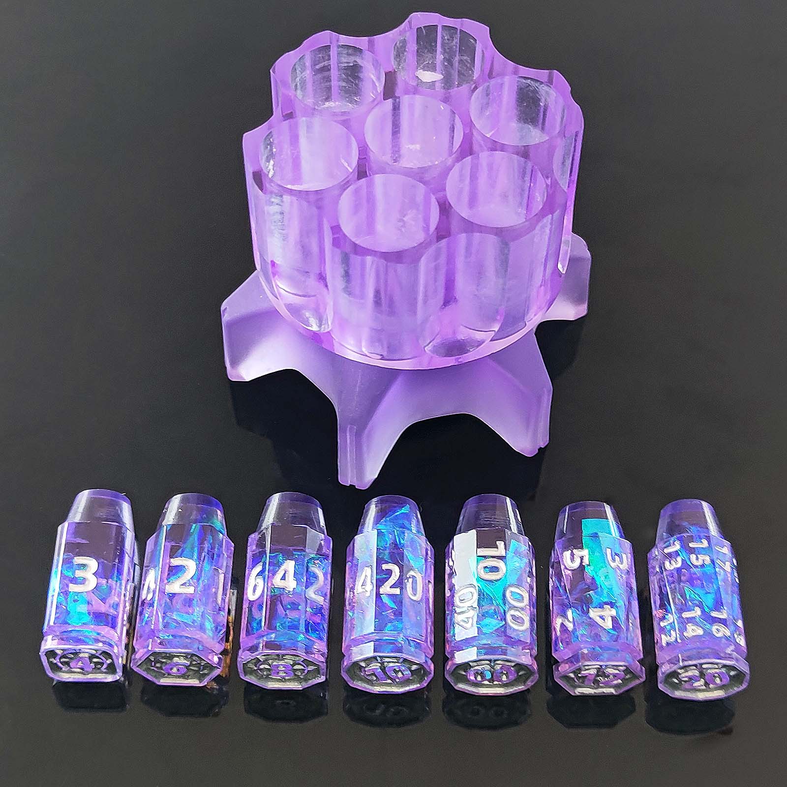 Transparent Revolver Stand Spinning Dice