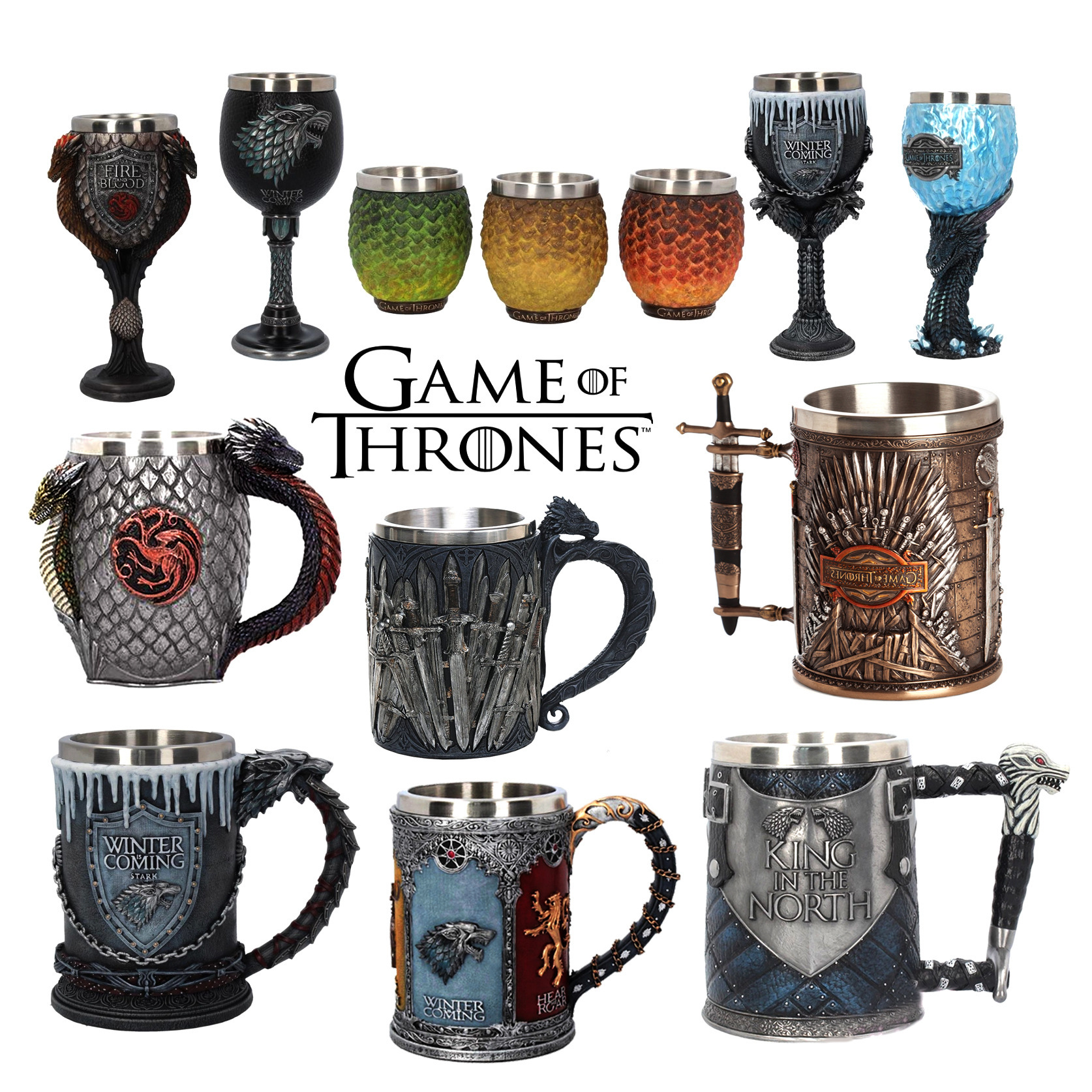 Custom Game of Thrones Whiskey Glass Vodka Beer Resin Stainless Steel Wine Glass