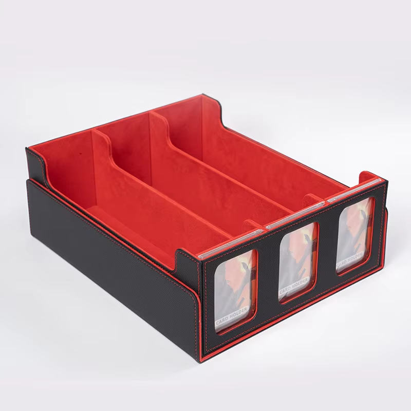 Three-row game storage box with removable lid PU card box