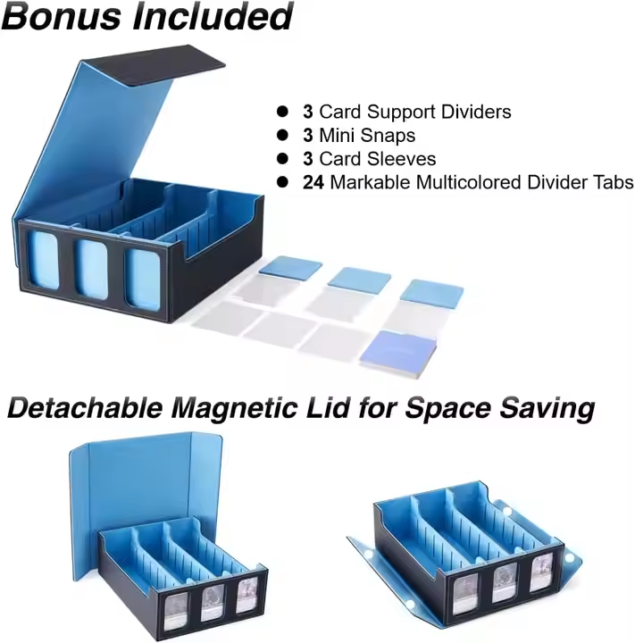 Three-row game storage box with removable lid PU card box