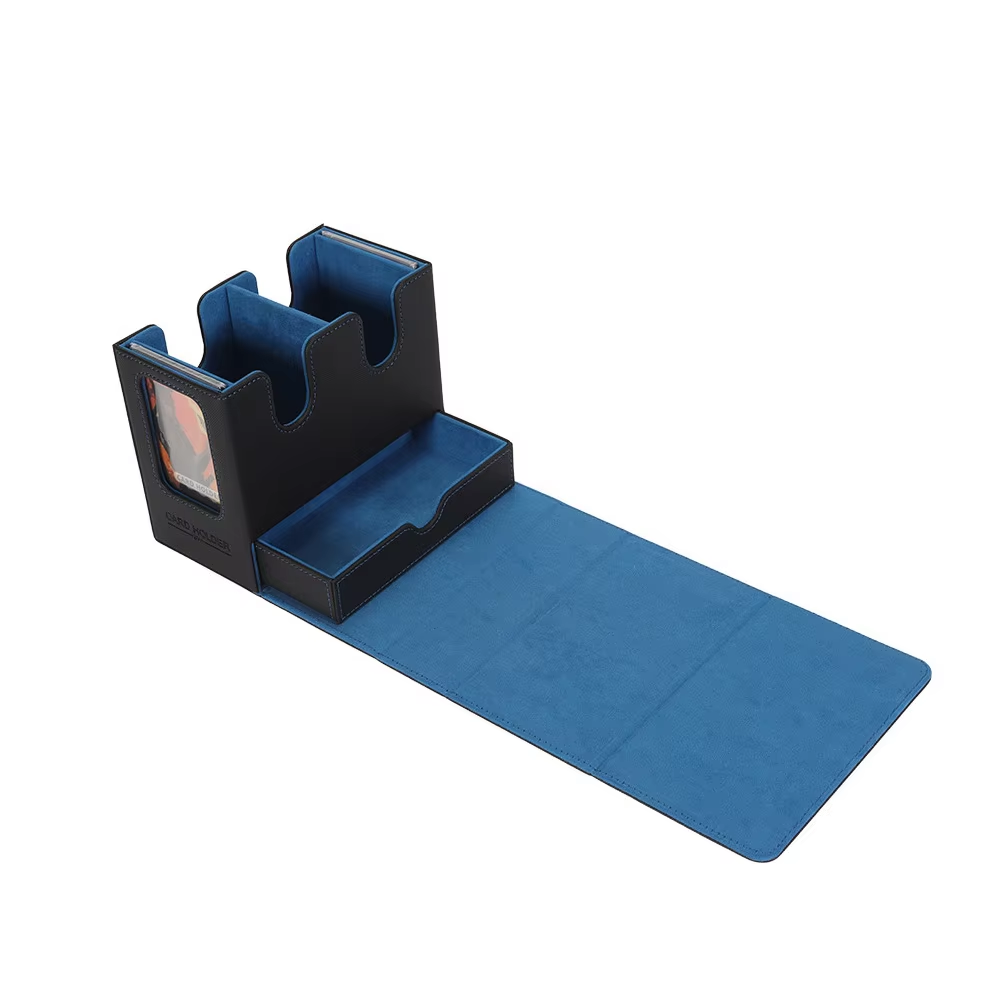 Detachable leather deck box with dice box on the bottom with windows on both sides