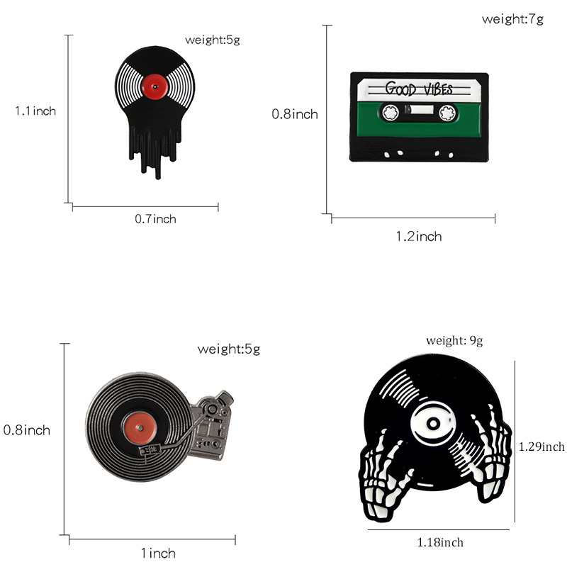 Retro Music Themed Enamel Pins