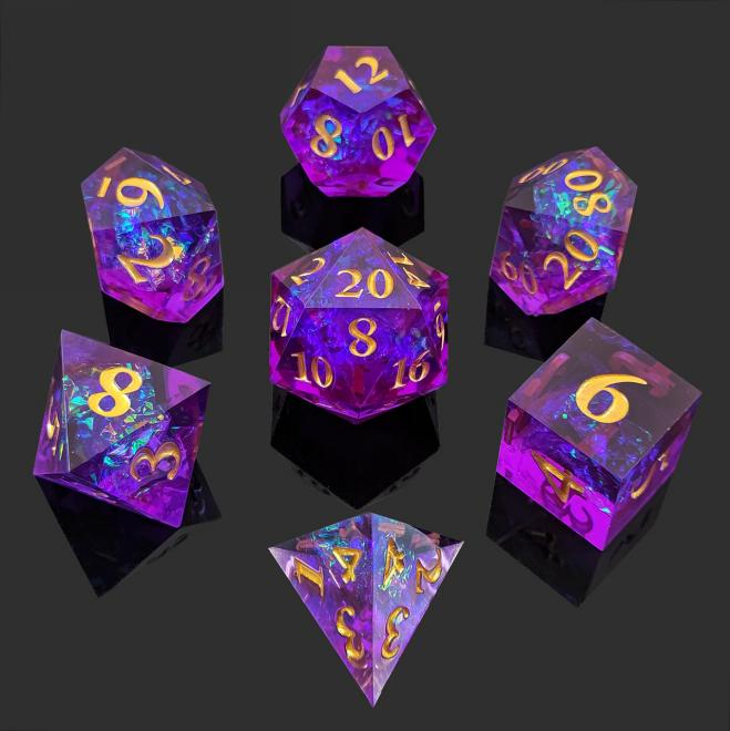 Transparent resin dice with embedded colored paper