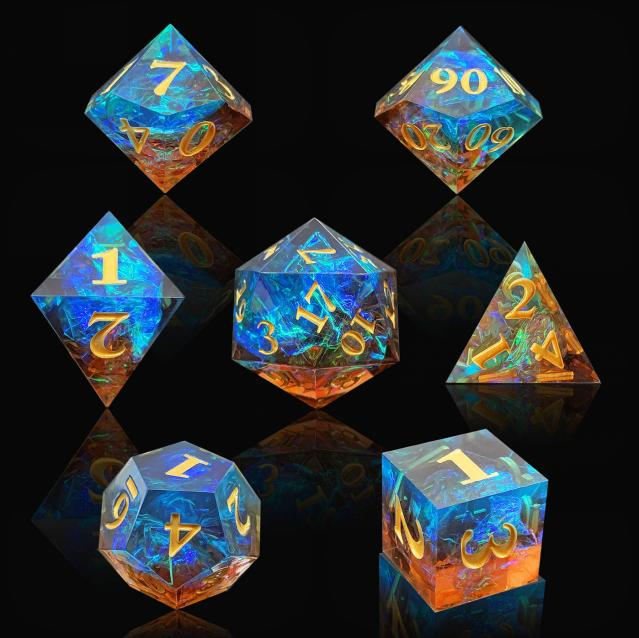 Transparent resin dice with embedded colored paper