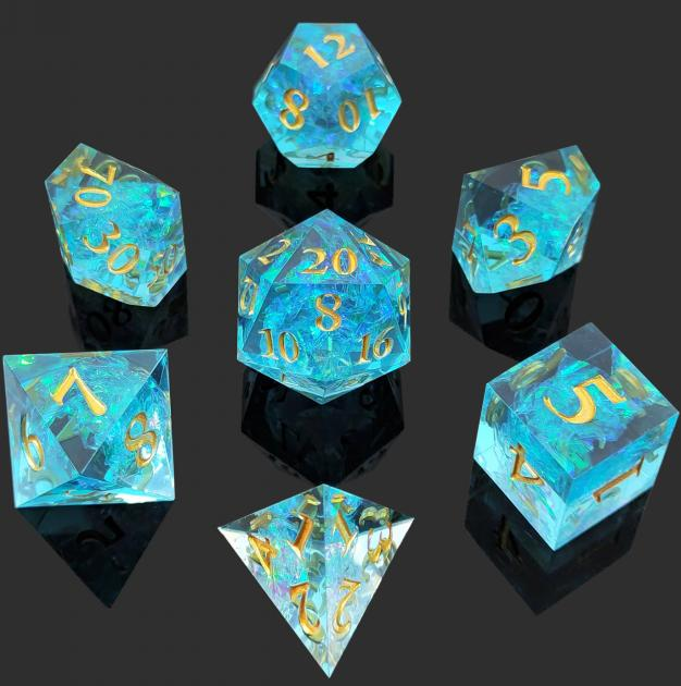 Transparent resin dice with embedded colored paper