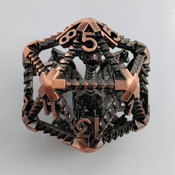 3D Embedded Dragon Hollow D20 Dice 40mm