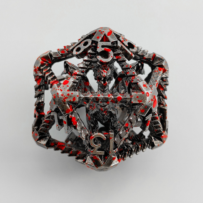 3D Embedded Dragon Hollow D20 Dice 40mm