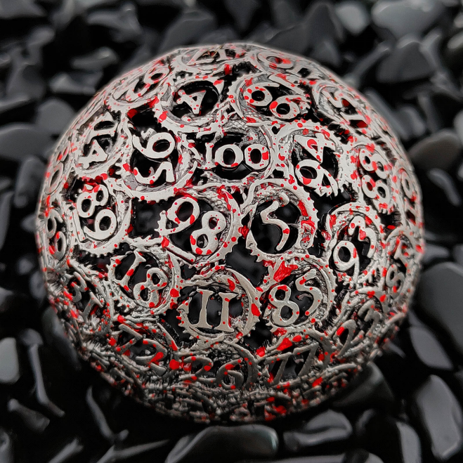 100-sided dragon shaped hollow metal dice 55mm