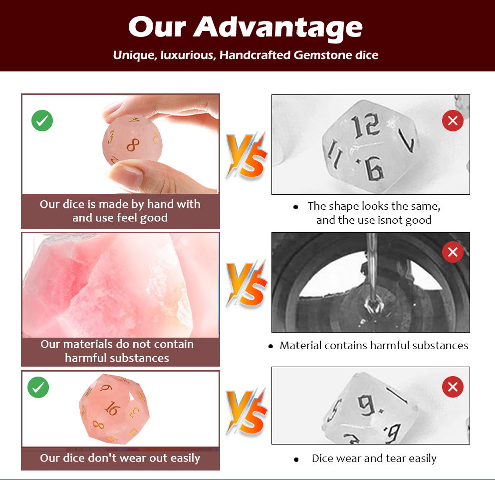 Rose Quartz Gemstone Dice