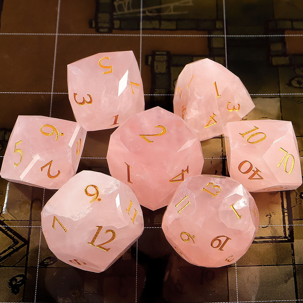 Rose Quartz Gemstone Dice