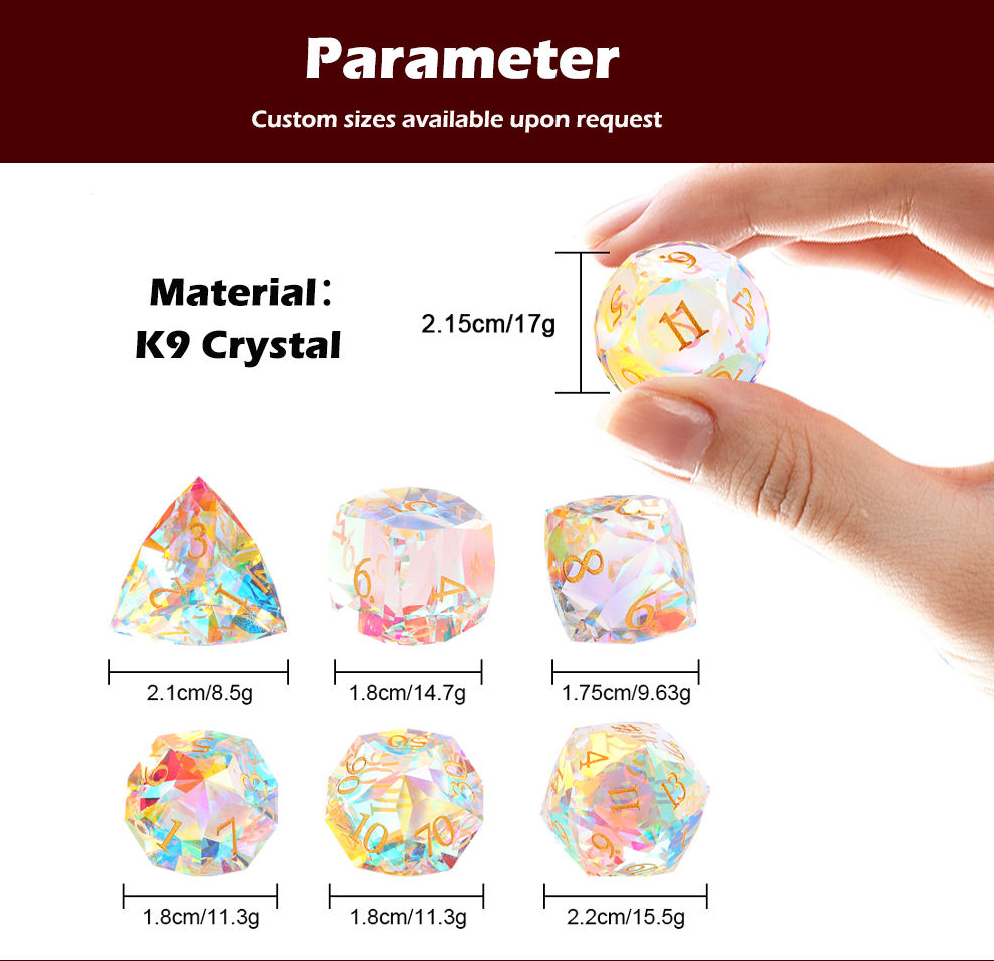 Colorful glass gem dice