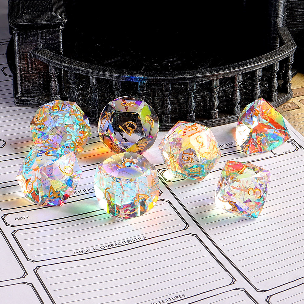 Colorful glass gem dice