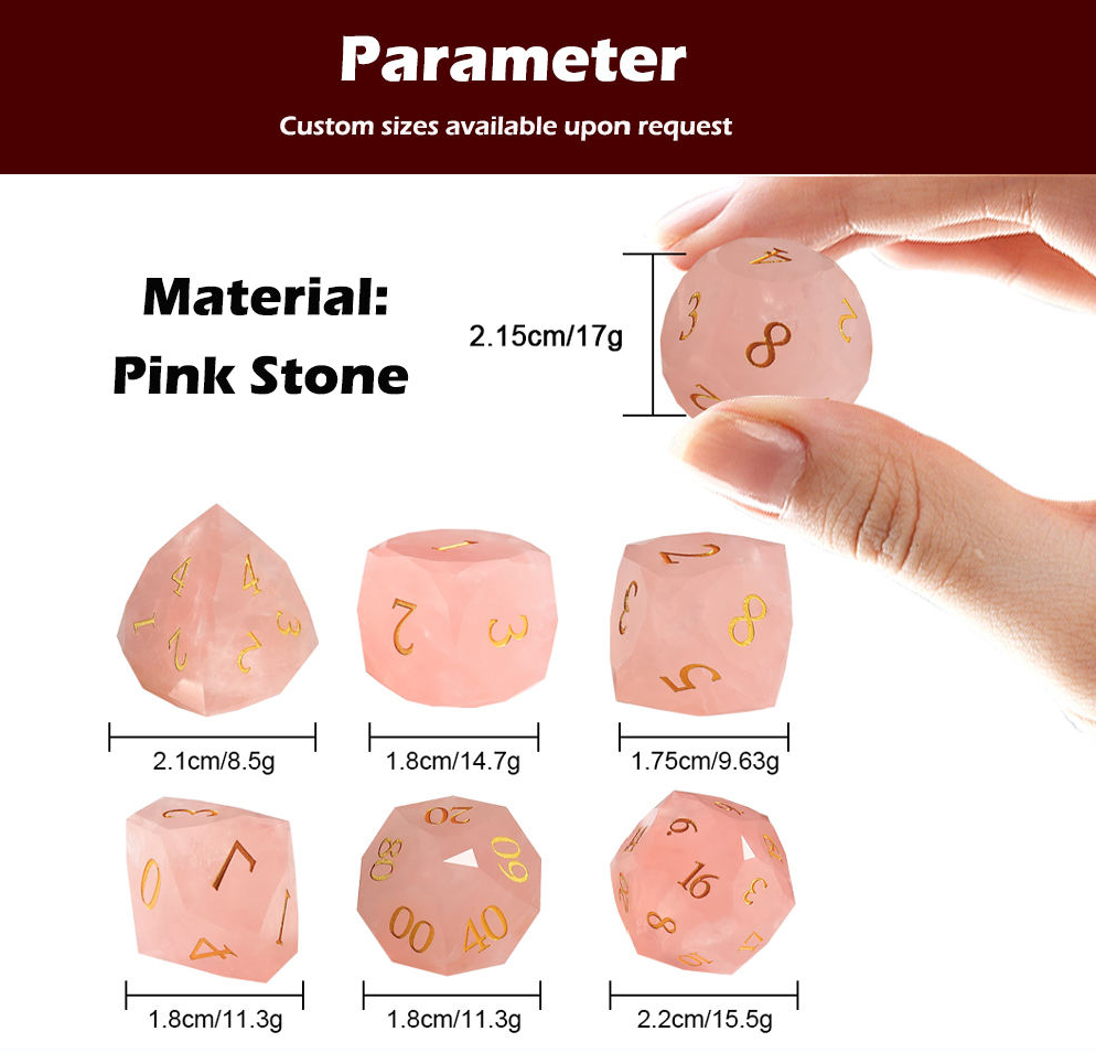 Rose Quartz Gemstone Dice