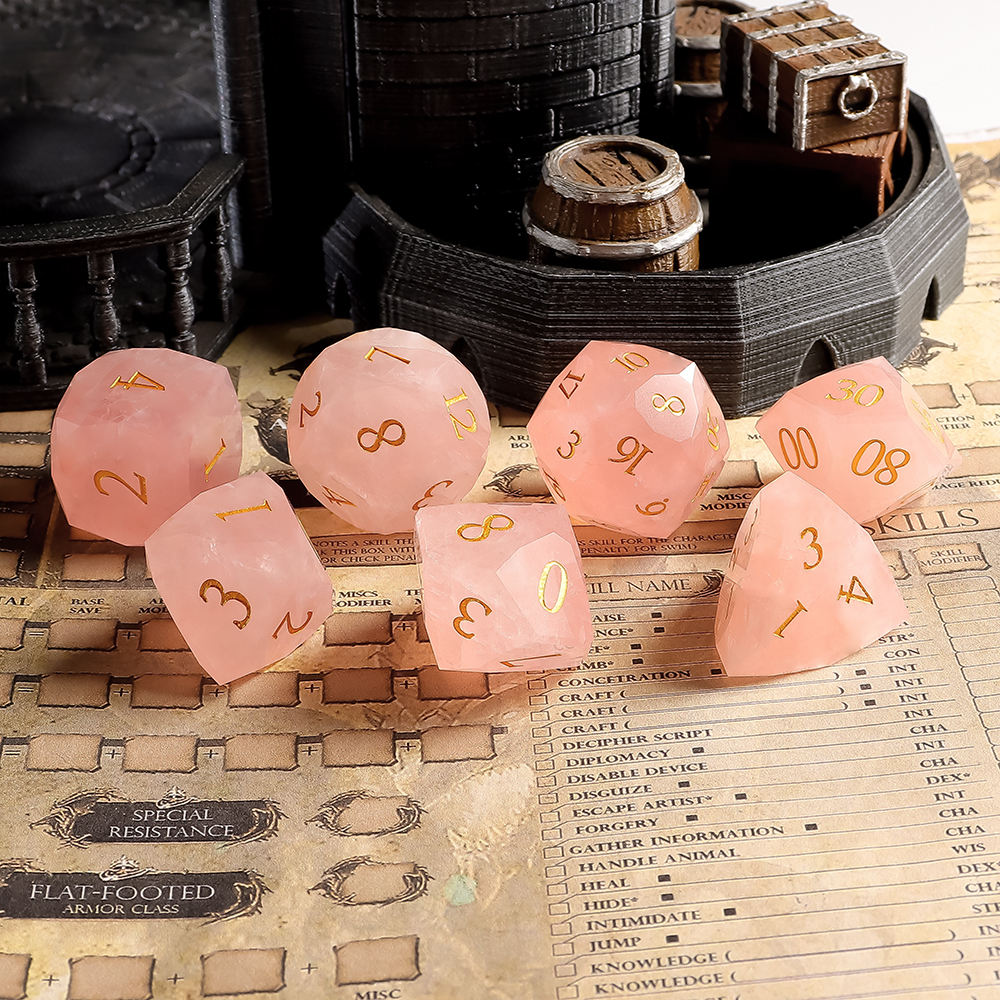 Rose Quartz Gemstone Dice