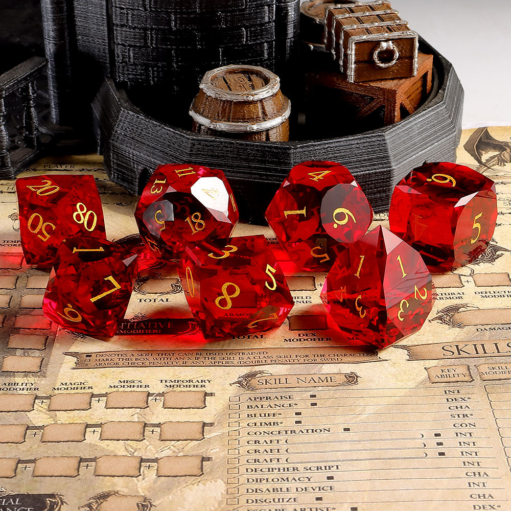 New Multifaceted Blood Stone Dice Set