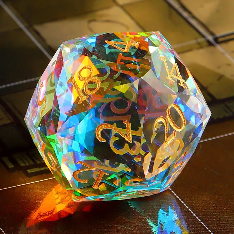 Colorful glass gem dice