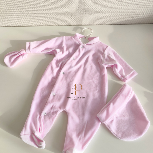 Ensemble bébé 3 pièces velours