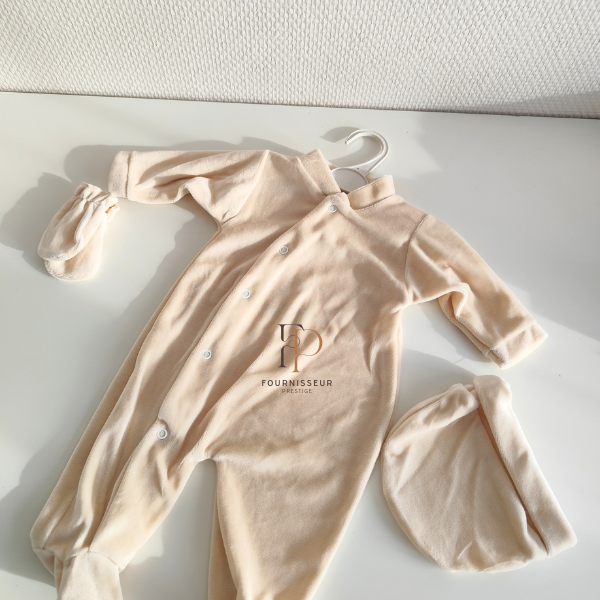Ensemble bébé 3 pièces velours