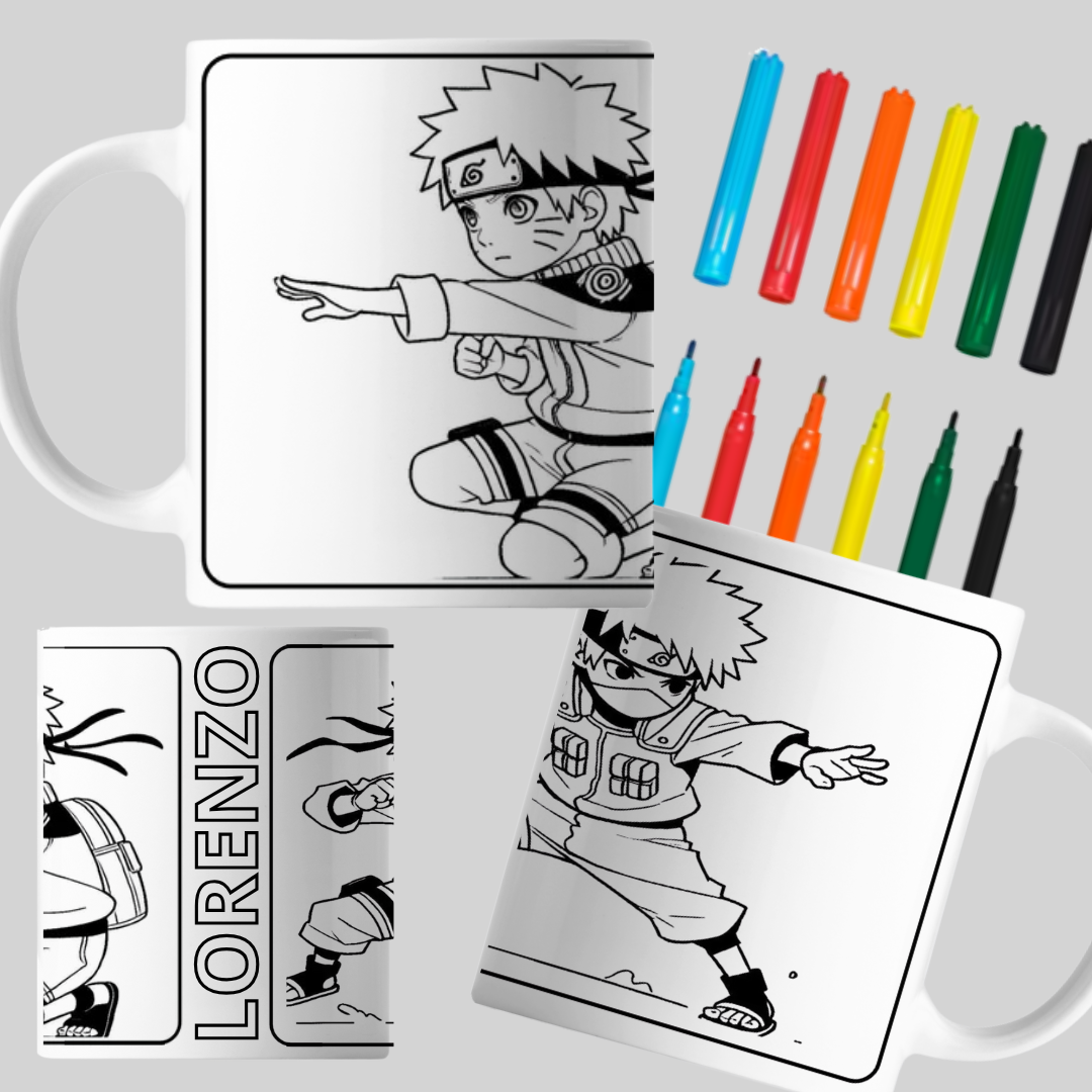 Caneca personalizada para colorir - Naruto