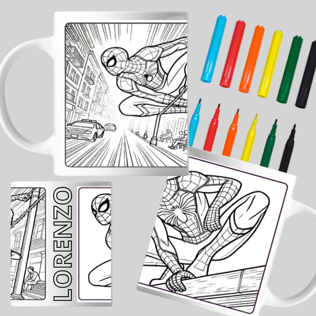 Caneca personalizada para colorir - Homem aranha 